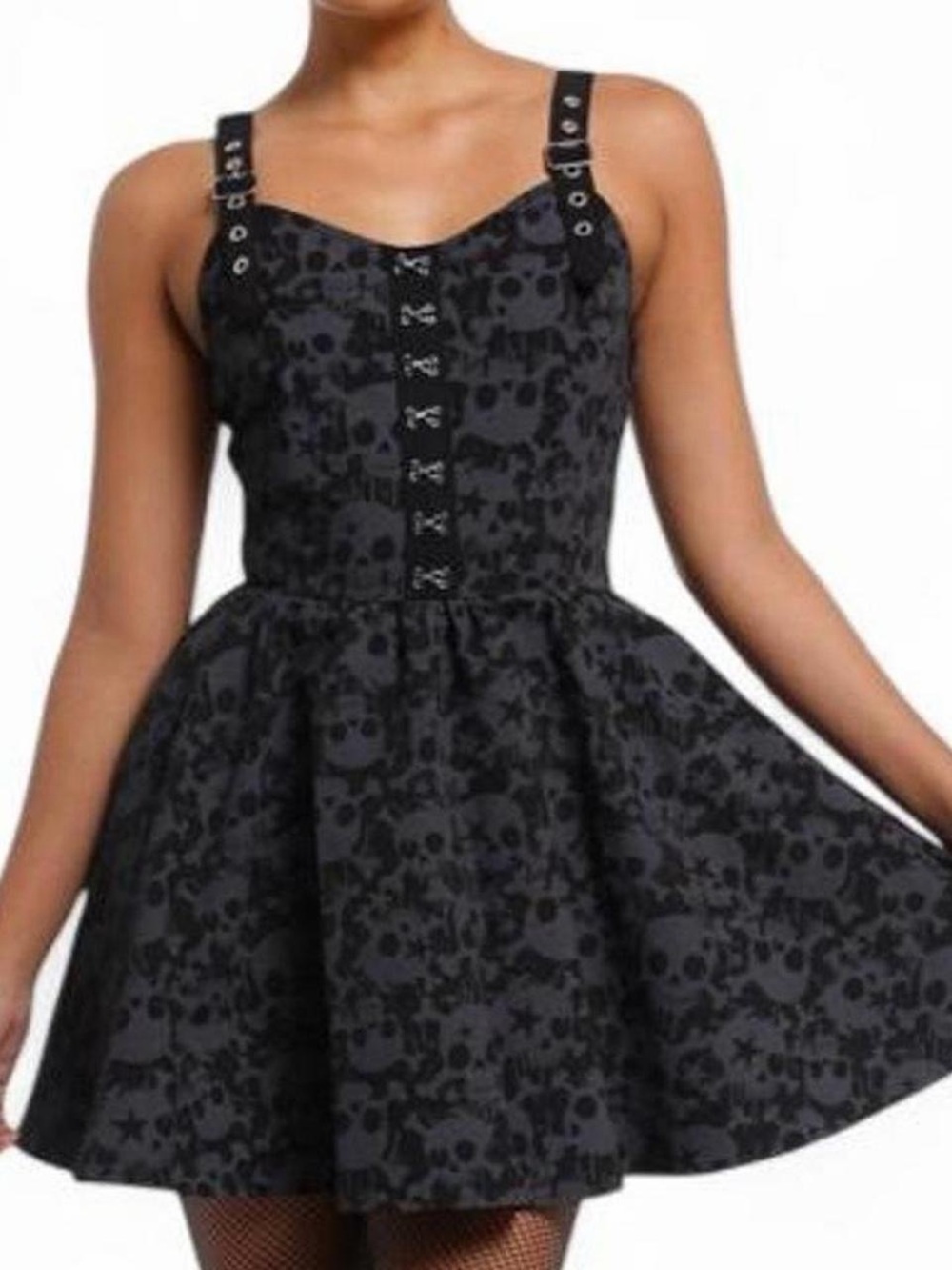 Black Skull-Print Dress